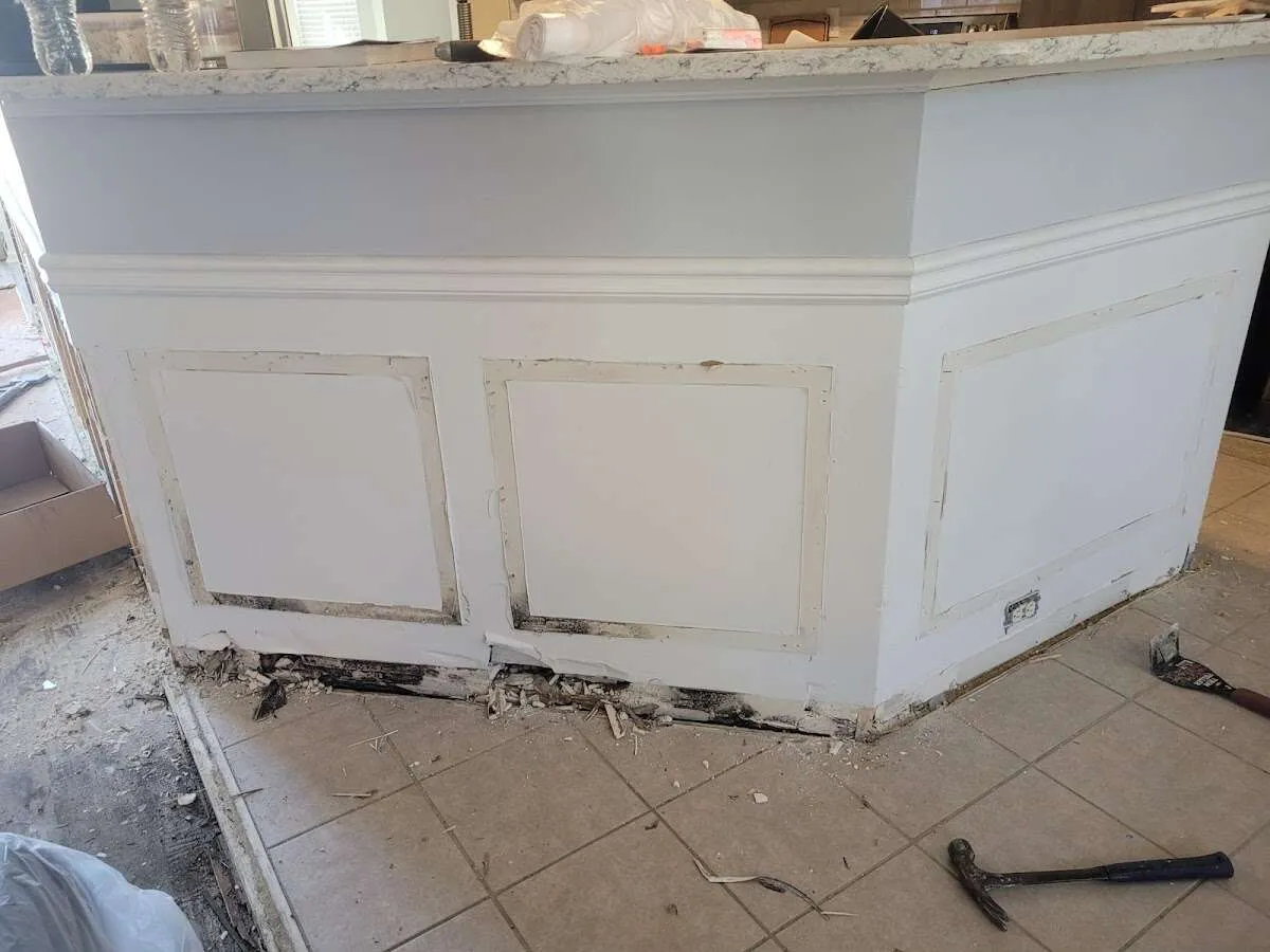 Water damage and mold on kitchen during Storm Damage Restoration in Sidney